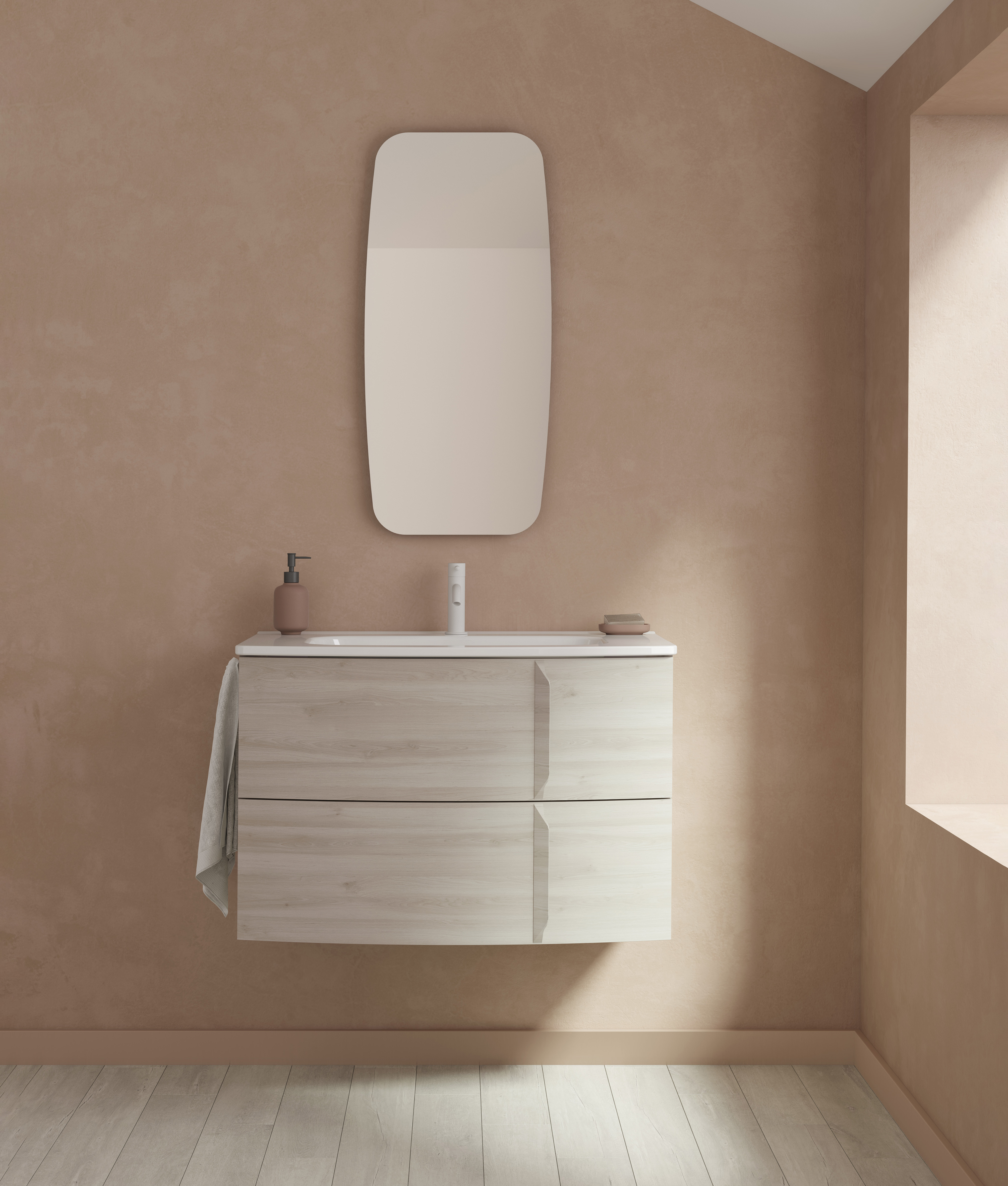 Mueble de baño Wave Compact 2 Cajones y Lavabo de 80 a 100cm de Royo -  Hausdecó