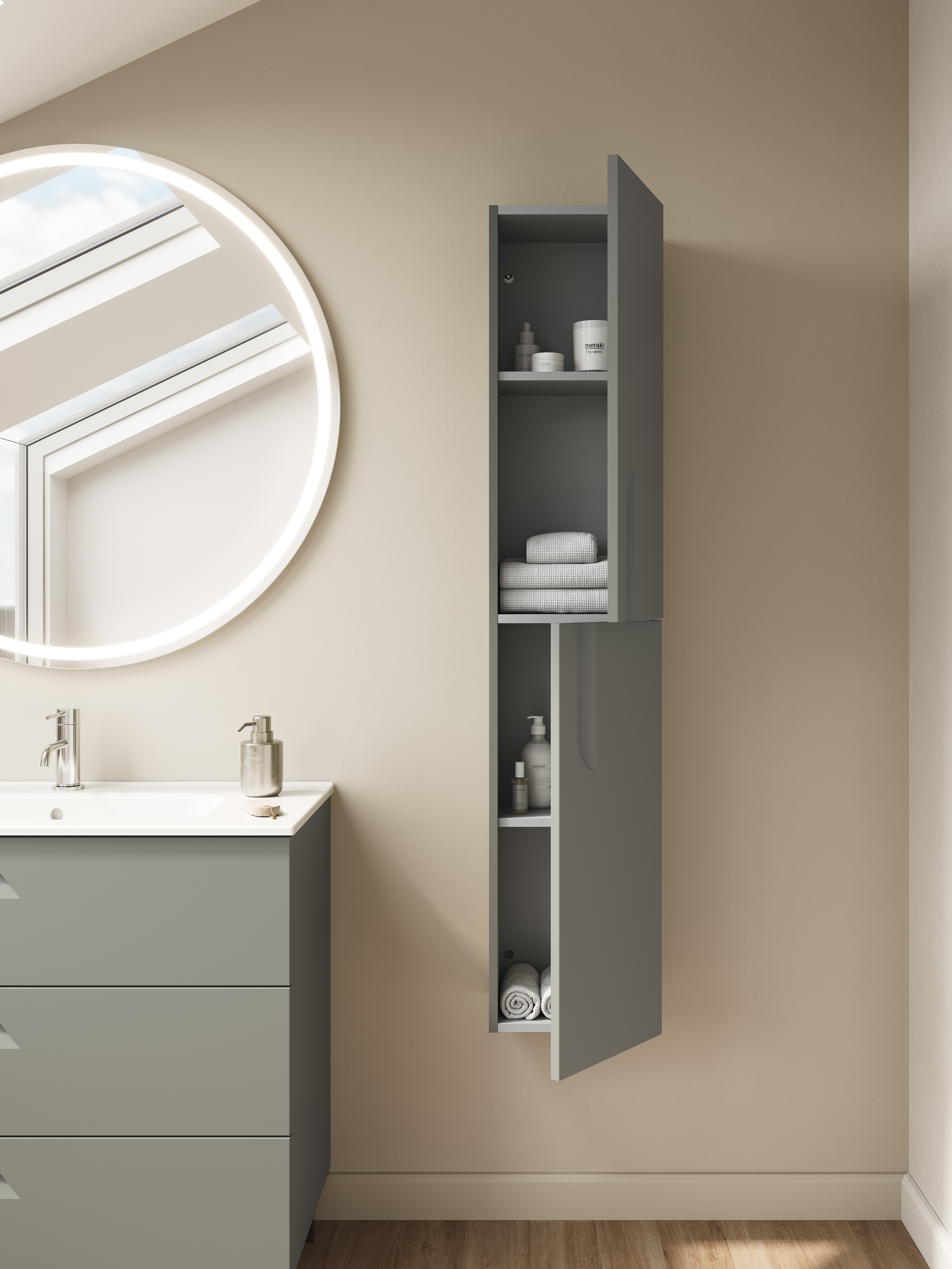 Mueble Alto auxiliar de baño con 2 Puerta serie Urban-Vitale de Royo -  Hausdecó